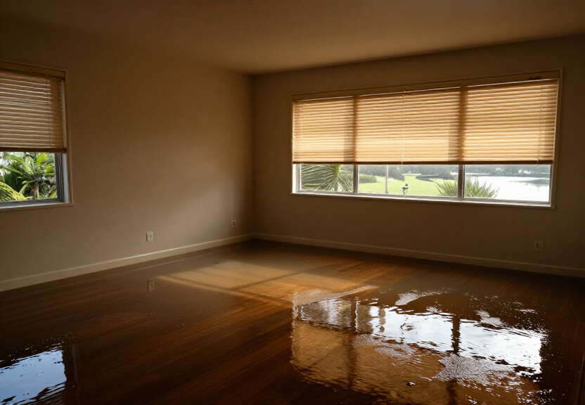 Wet carpet and subfloor in Edensor Park property before drying